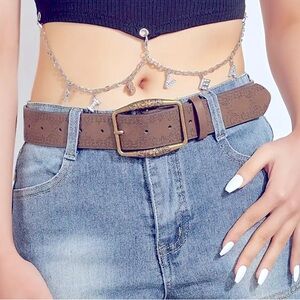 Vintage embossed leather belt